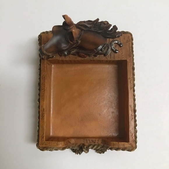 Equestrian Horse Desk SET Note Holder Paper Clip Cup Resin Rope Western Vintage - Picture 12 of 16